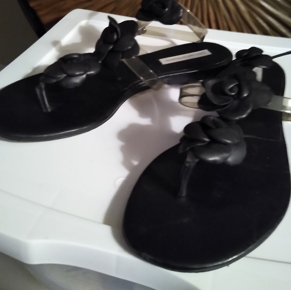 Diane von furstenberg leather flower sandals